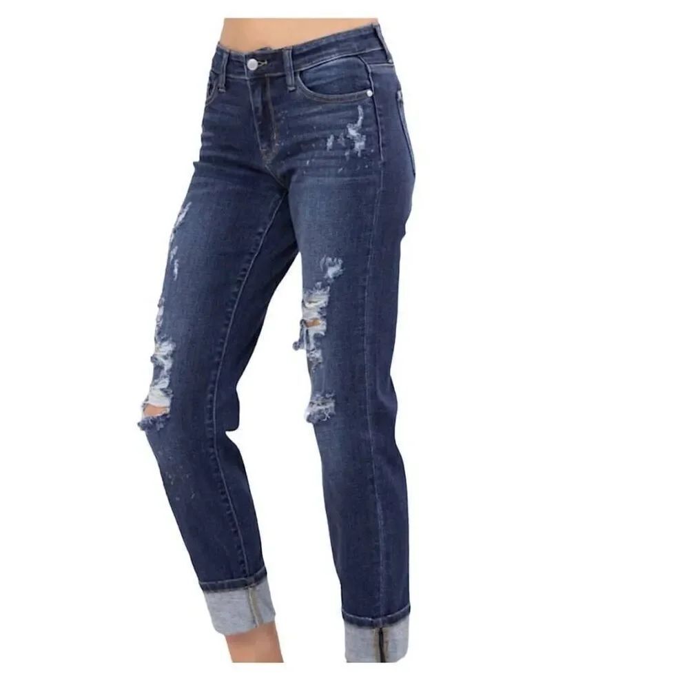 Judy Blue Boyfriend Bleach Splash Jeans sz 18W